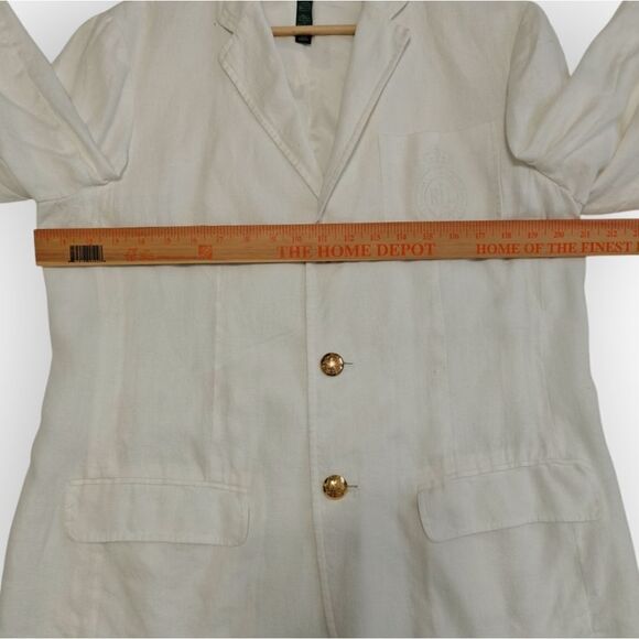 VTG Ralph Lauren 100% Linen White Cream Blazer Gold tone buttons size L - Picture 7 of 9